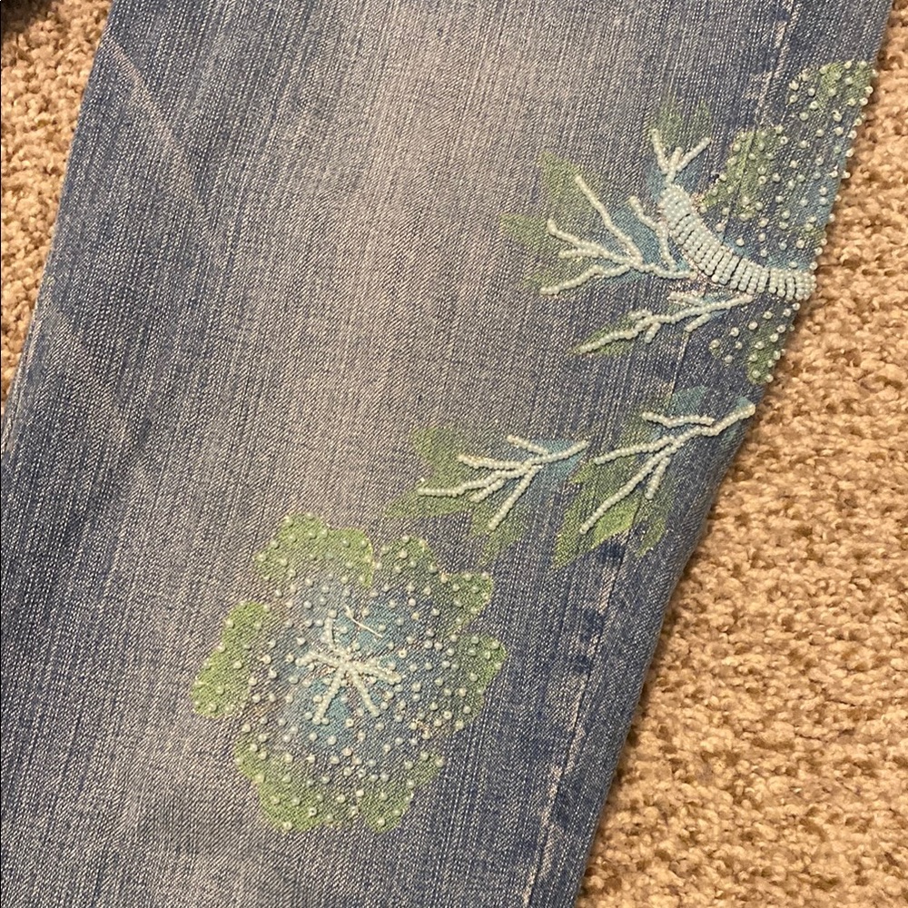 Z. Cavaricci Ladies Blue Straight Jeans w/Beading & Paint#M300-5664 Cut#CZ 0972 - Picture 5 of 16
